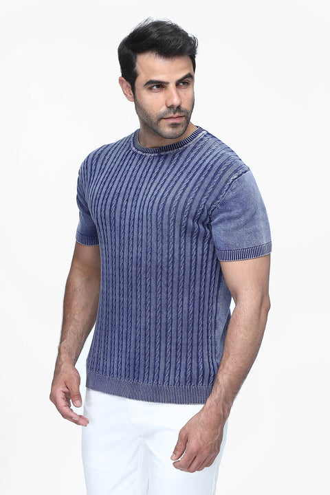 Regular Fit T-Shirt Knitted Blue