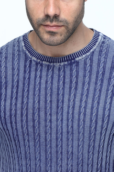 Regular Fit T-Shirt Knitted Blue