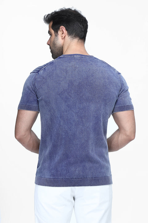 Regular Fit T-Shirt Knitted Blue