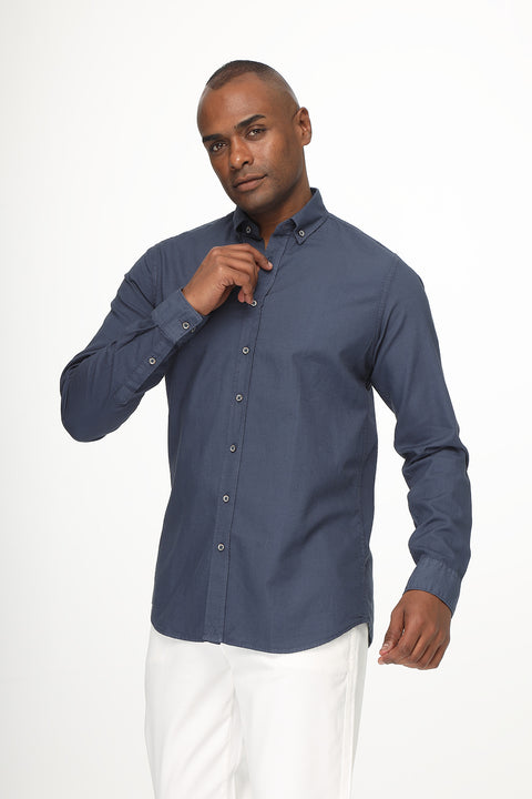 New Fit Shirt Oxford Blue 100% Cotton