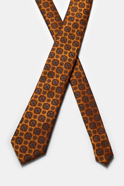 Jacquard Tie 7 cm Orange