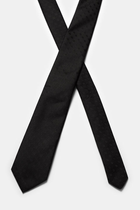 Jacquard Tie 7 cm Black