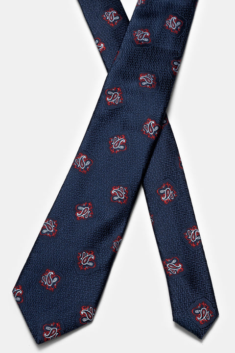 Jacquard Tie 6 cm Dark Blue
