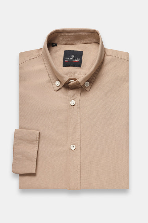 New Fit Shirt Oxford Beige 100% Cotton