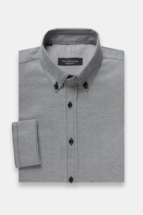 Regular Fit Oxford Shirt Light Gray