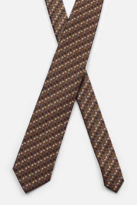 Jacquard Tie 7 cm Brown