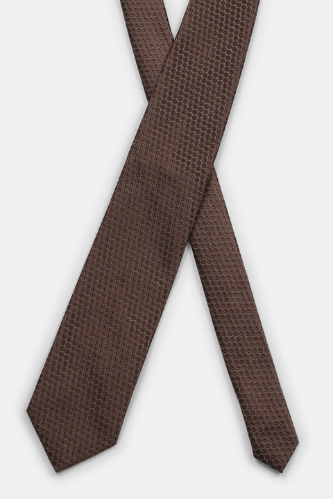 Jacquard Tie 7 cm Brown