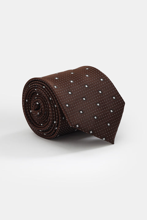 Jacquard Tie 7 cm Brown