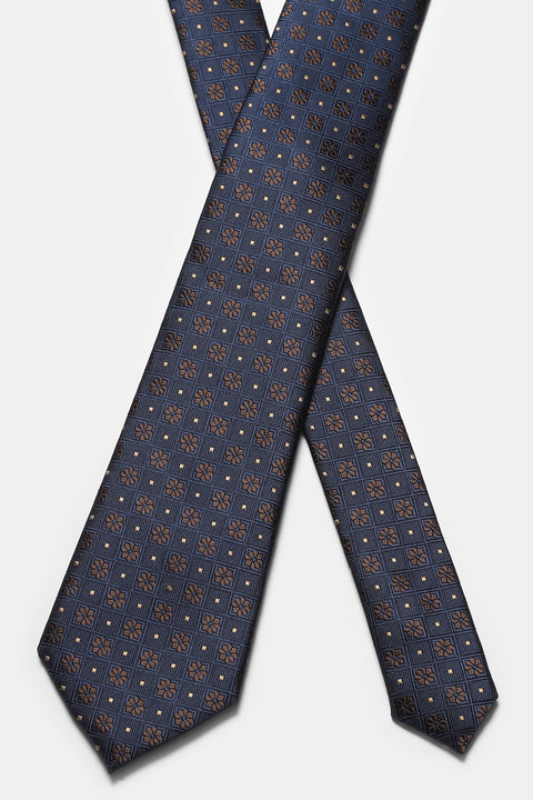 Jacquard Tie 7 cm Dark Blue