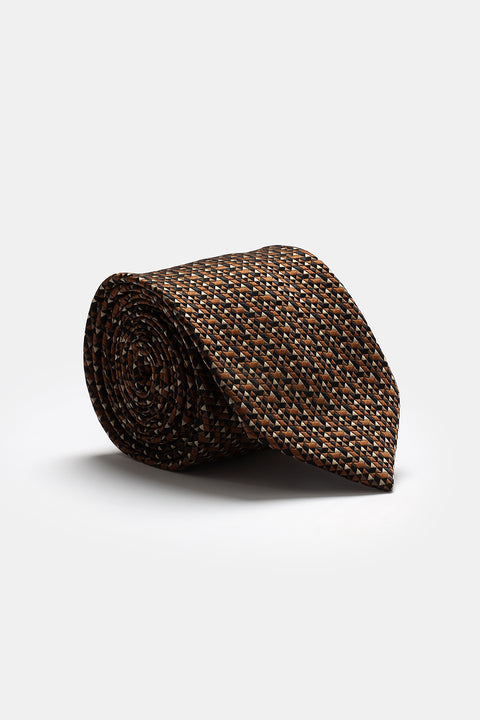 Jacquard Tie 7 cm Brown