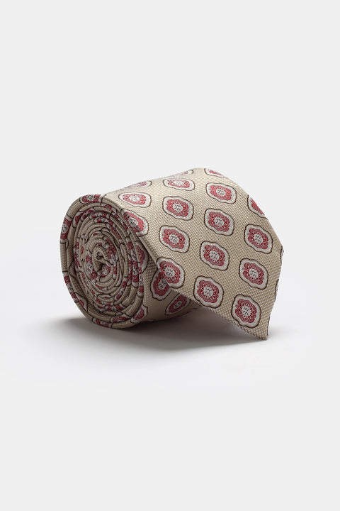 Jacquard Tie 7 cm Beige