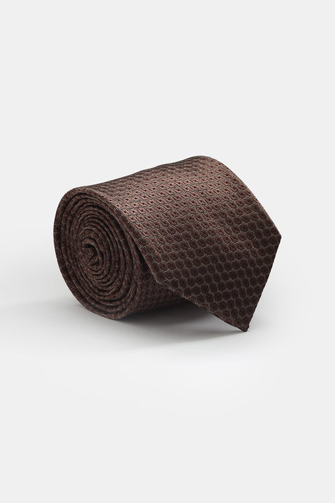 Jacquard Tie 7 cm Brown