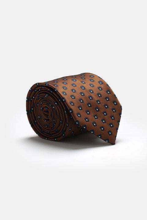 Jacquard Tie 7 cm Brown