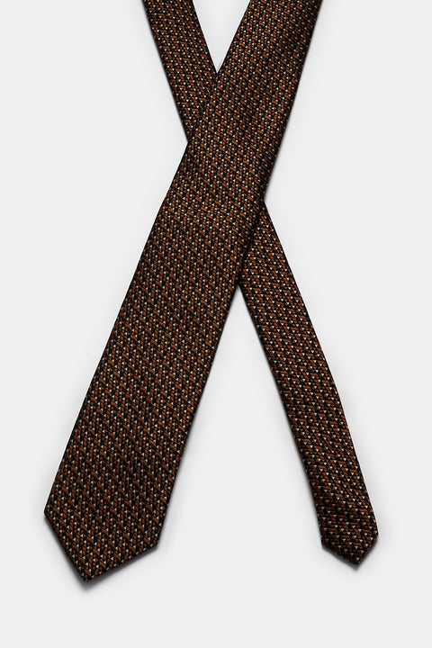 Jacquard Tie 7 cm Brown