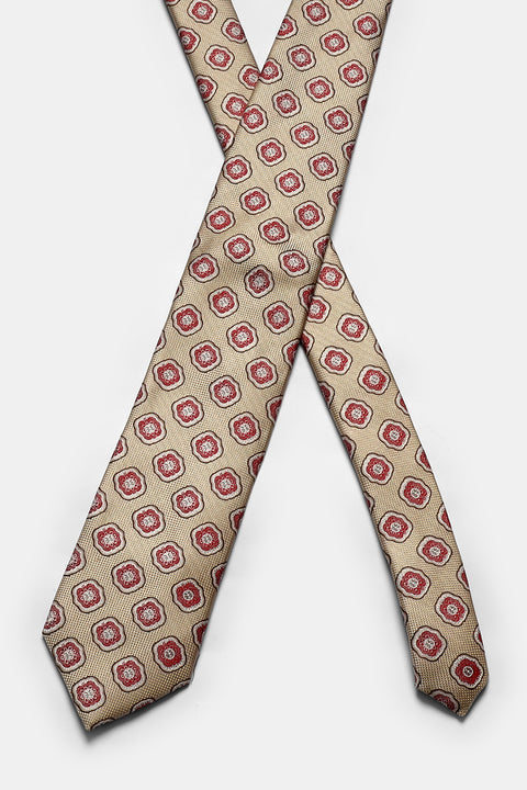 Jacquard Tie 7 cm Beige