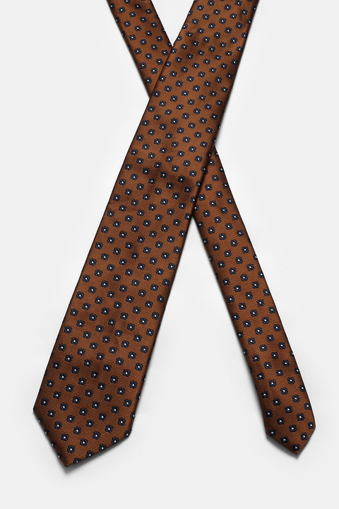 Jacquard Tie 7 cm Brown