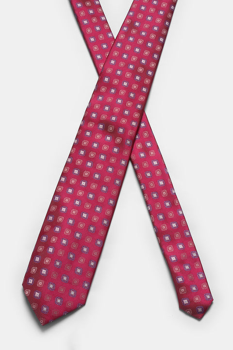 Jacquard Tie 7 cm Pink