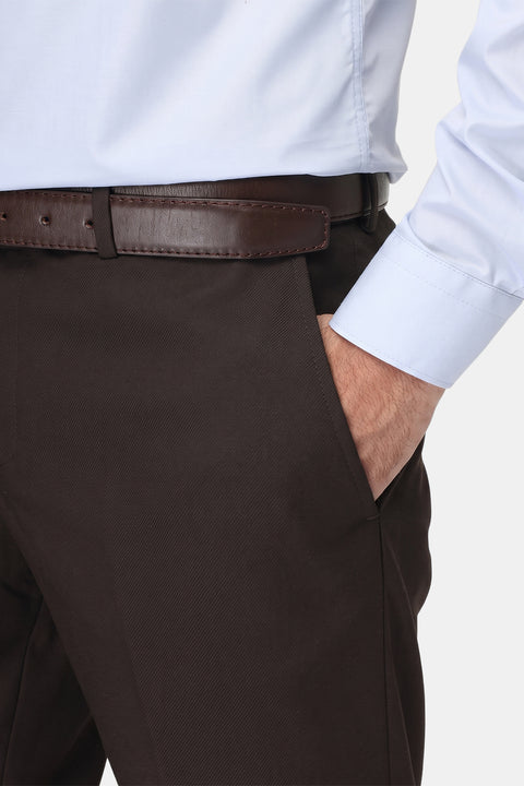 Slim Straight Fit Classic Pants Brown