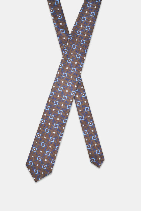 Jacquard Tie 7 cm Brown