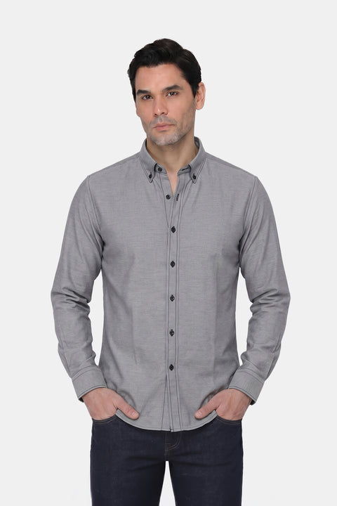 Regular Fit Oxford Shirt Gray 100% Cotton