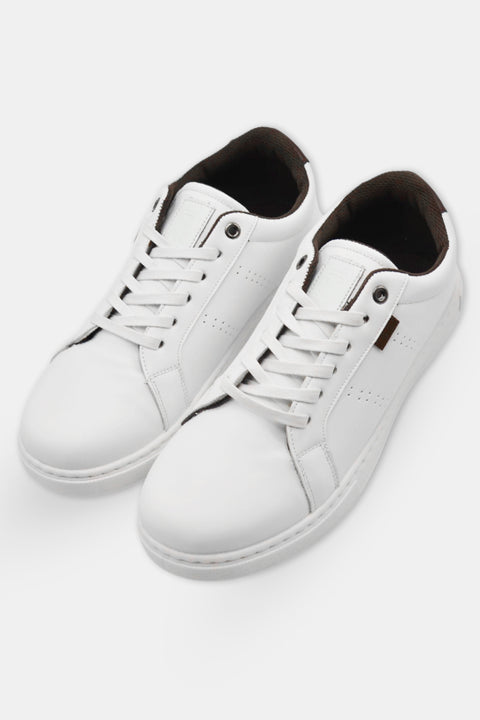 White Sneakers with Subtle Brown Details