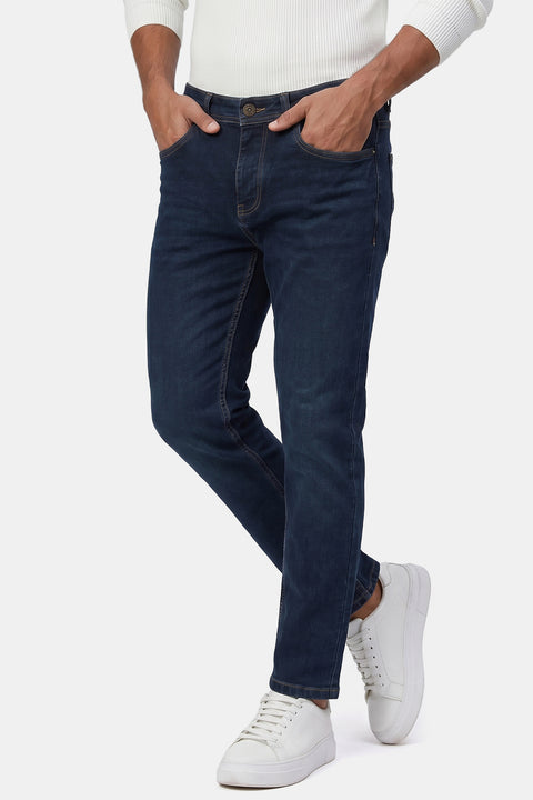 Slim Straight Fit Trousers Jeans Dark Blue