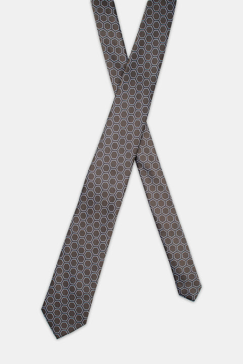Jacquard Tie 7 cm Brown