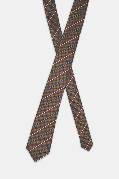 Stripe Tie 7 cm Brown