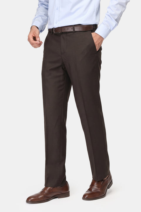Slim Straight Fit Classic Pants Brown