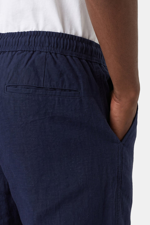 Slim Straight pants Linen Dark Blue