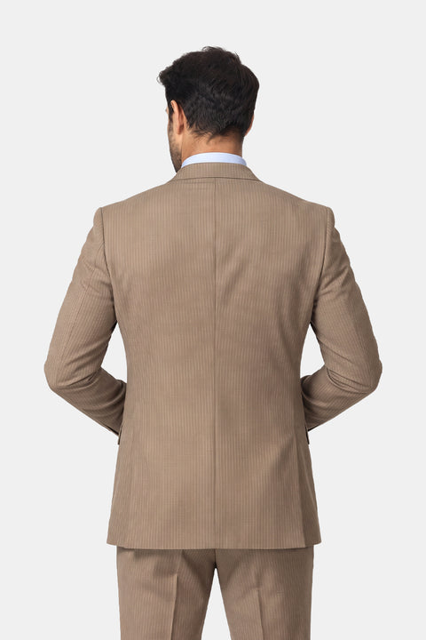Slim Straight Fit Suit Beige