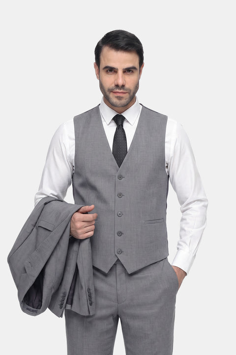 Slim Straight Fit Suit Gray