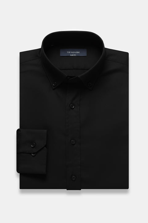 Slim Fit Shirt Oxford Black 100% Cotton