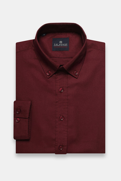 New Fit Shirt Oxford Maroon 100% Cotton