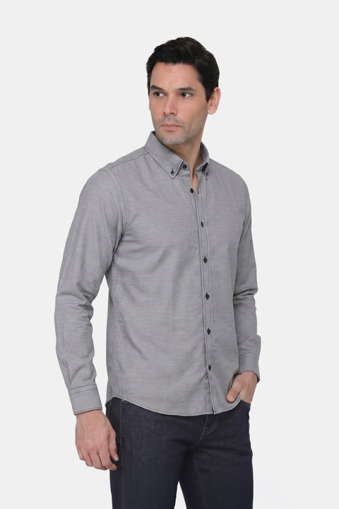 Regular Fit Oxford Shirt Gray 100% Cotton