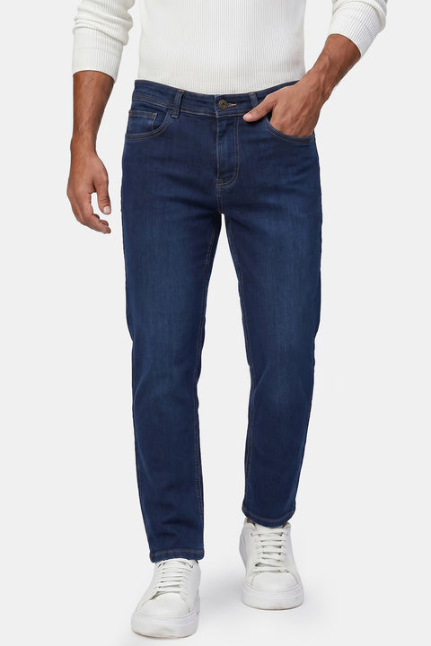 Slim Straight Fit Trousers Jeans Blue