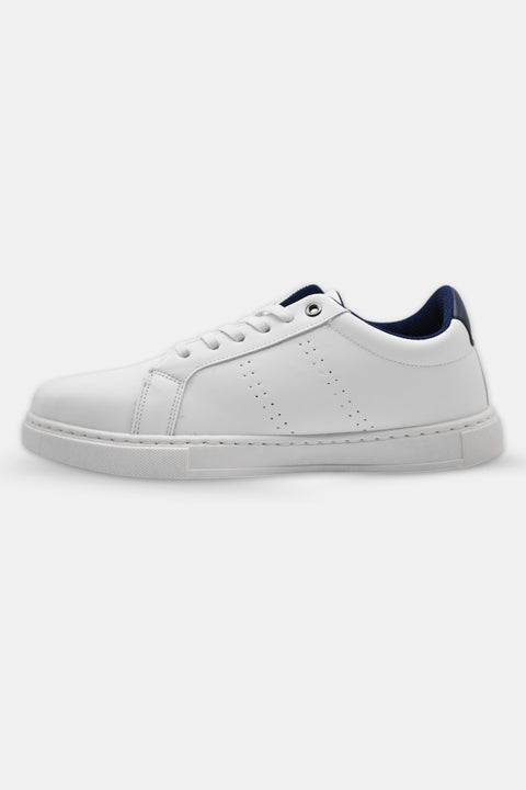 White Sneakers with Subtle Dark Blue Details