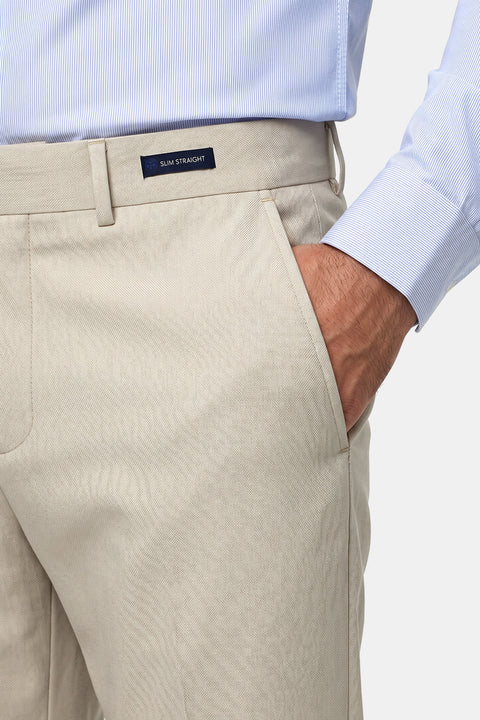 Slim Straight Fit Classic Pants Beige