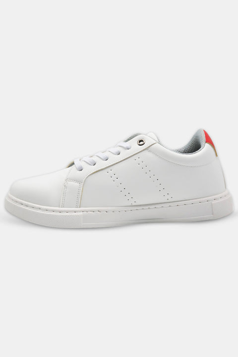 White Sneakers with Subtle Red Details