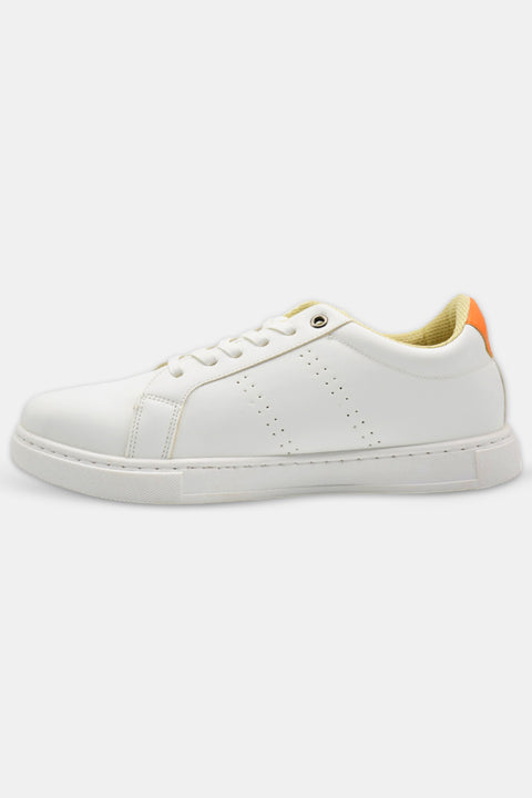 White Sneakers with Subtle Orange Details