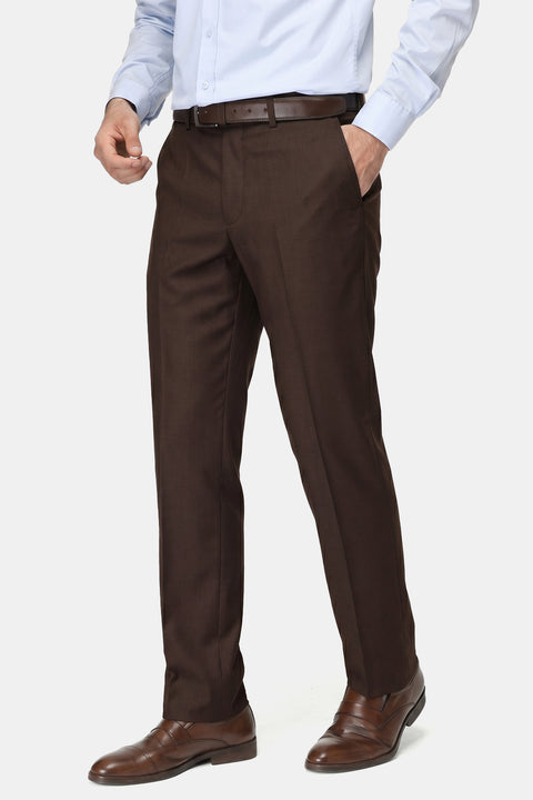 Slim Straight Fit Classic Pants Brown