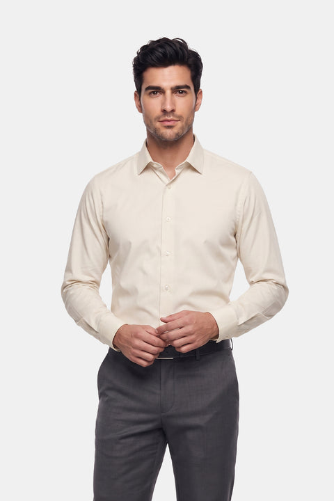 Classic Shirt Regular Fit 100% Cotton Beige