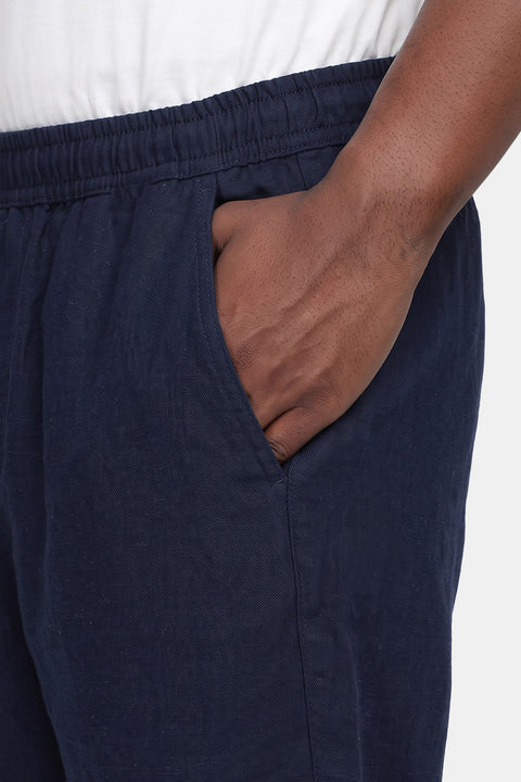 Slim Straight pants Linen Dark Blue
