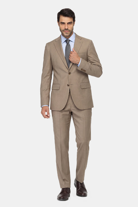 Slim Straight Fit Suit Beige