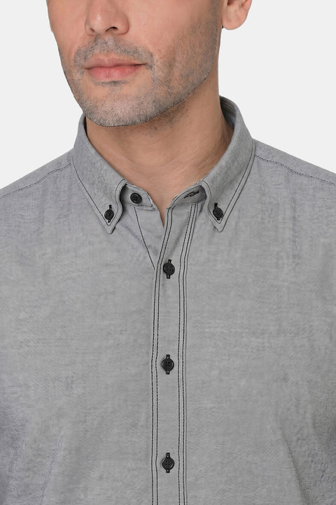 Regular Fit Oxford Shirt Gray 100% Cotton