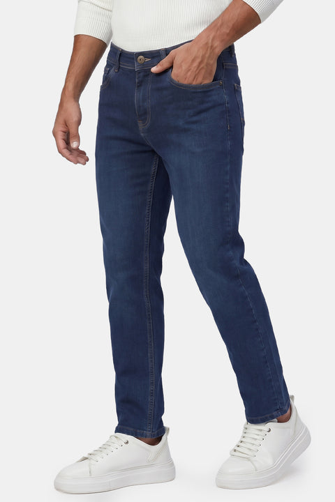 Slim Straight Fit Trousers Jeans Blue