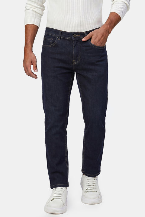 Slim Straight Fit Trousers Jeans Dark Blue