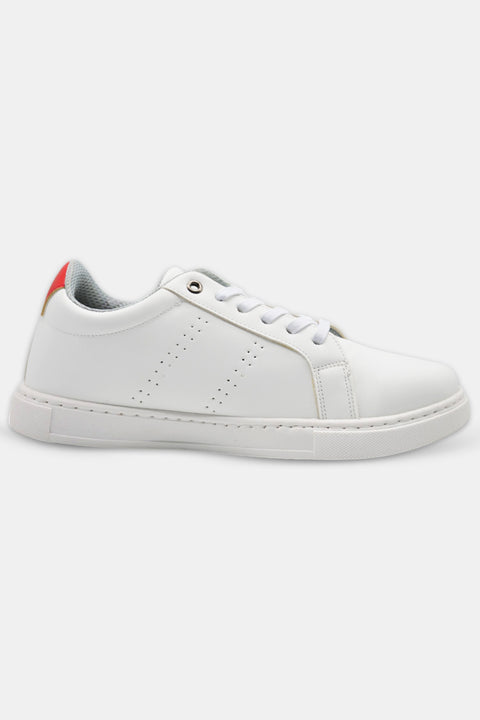 White Sneakers with Subtle Red Details