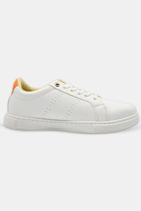 White Sneakers with Subtle Orange Details