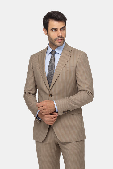 Slim Straight Fit Suit Beige